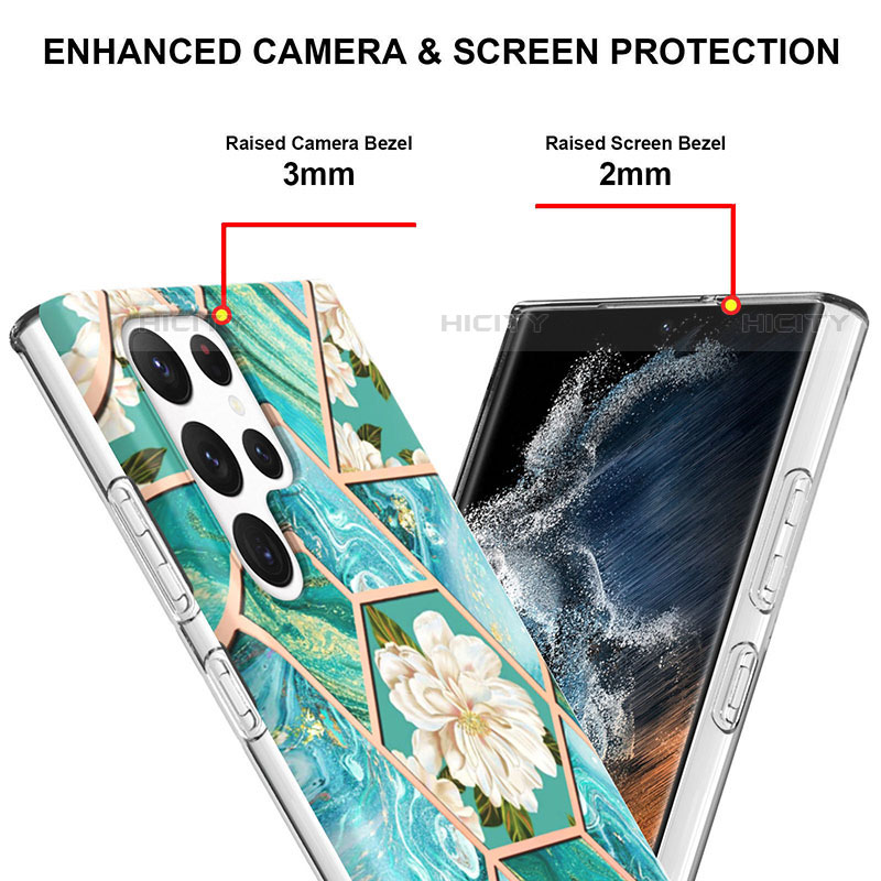 Coque Silicone Fleurs Souple Couleur Unie Etui Housse S01 pour Samsung Galaxy S21 Ultra 5G Plus