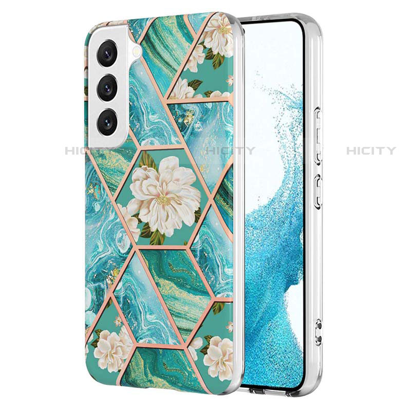 Coque Silicone Fleurs Souple Couleur Unie Etui Housse S01 pour Samsung Galaxy S23 Plus 5G Vert Plus