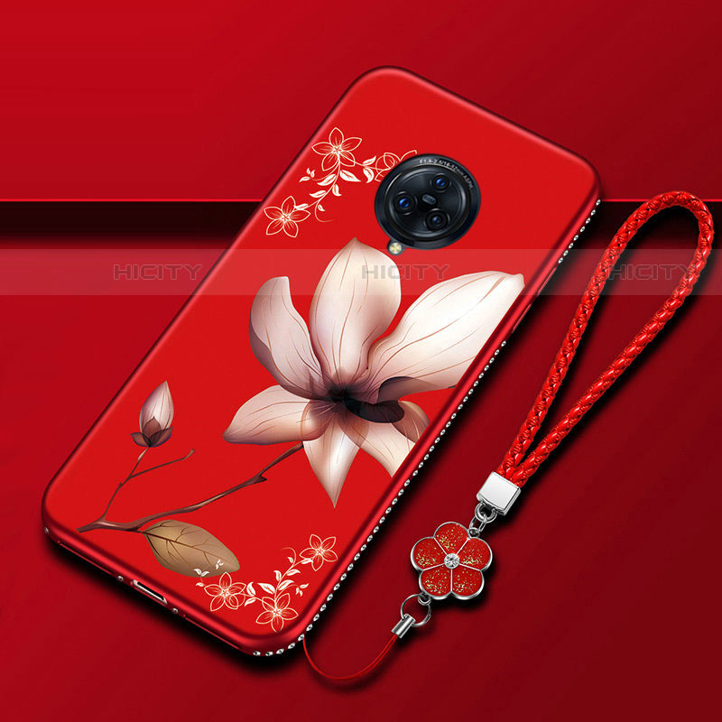 Coque Silicone Fleurs Souple Couleur Unie Etui Housse S01 pour Vivo Nex 3S Vin Rouge Plus