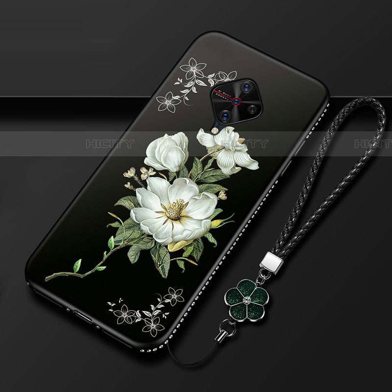 Coque Silicone Fleurs Souple Couleur Unie Etui Housse S01 pour Vivo S1 Pro Blanc Plus