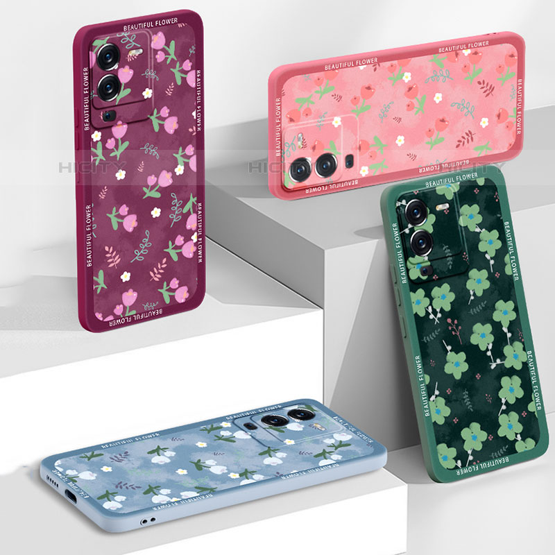 Coque Silicone Fleurs Souple Couleur Unie Etui Housse S01 pour Vivo V25 Pro 5G Plus