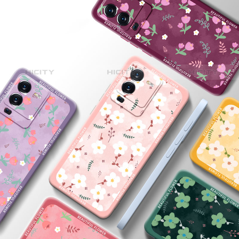 Coque Silicone Fleurs Souple Couleur Unie Etui Housse S01 pour Vivo V25 Pro 5G Plus