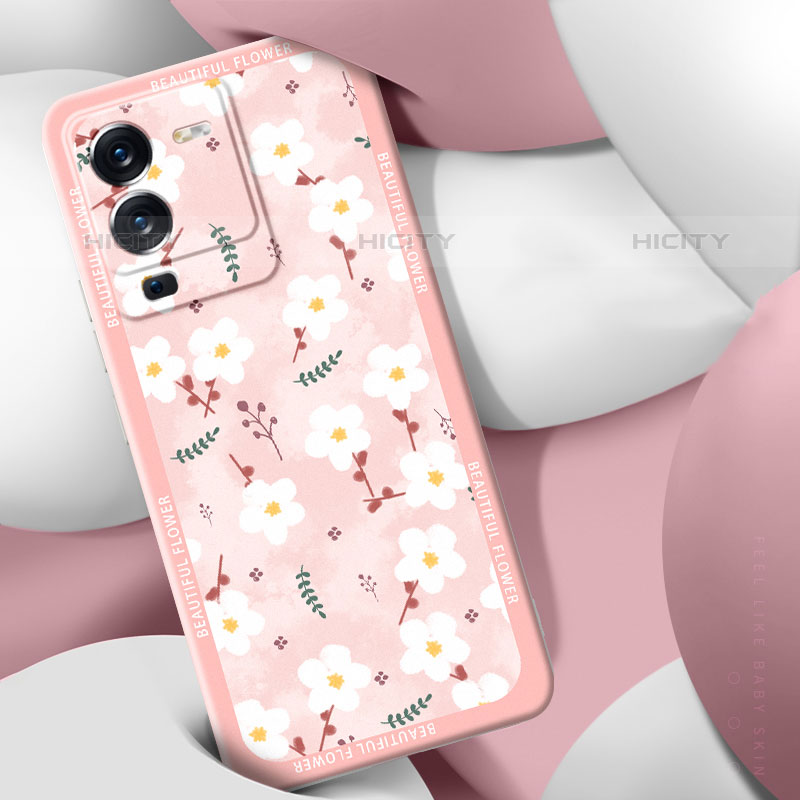 Coque Silicone Fleurs Souple Couleur Unie Etui Housse S01 pour Vivo V25 Pro 5G Plus