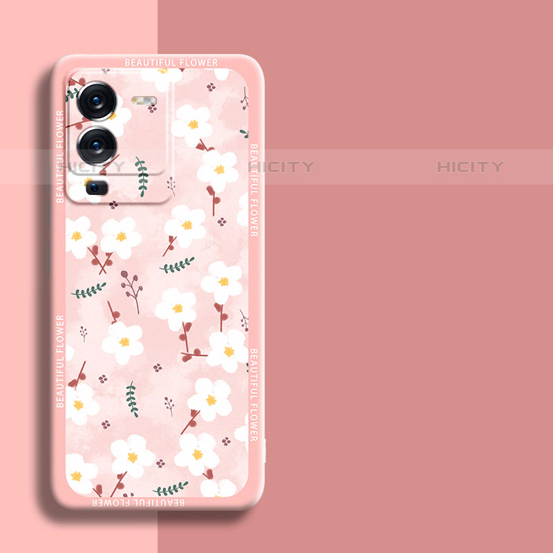 Coque Silicone Fleurs Souple Couleur Unie Etui Housse S01 pour Vivo V25 Pro 5G Plus