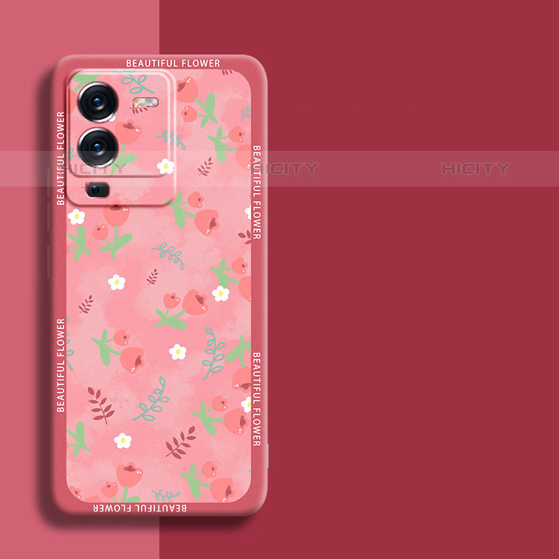 Coque Silicone Fleurs Souple Couleur Unie Etui Housse S01 pour Vivo V25 Pro 5G Plus