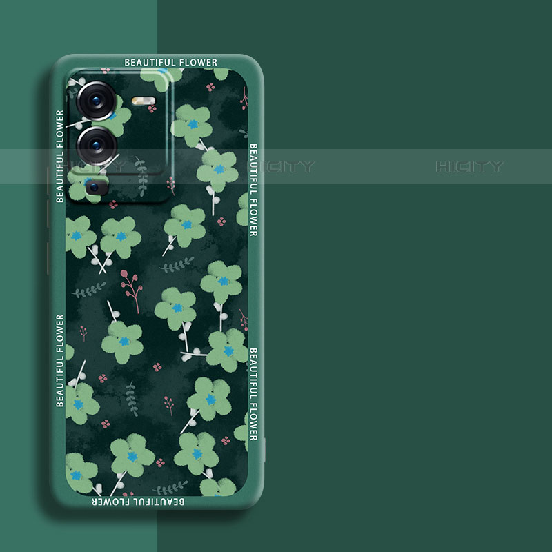 Coque Silicone Fleurs Souple Couleur Unie Etui Housse S01 pour Vivo V25 Pro 5G Plus