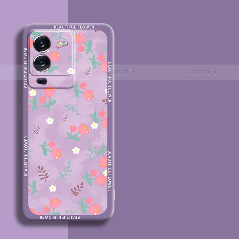 Coque Silicone Fleurs Souple Couleur Unie Etui Housse S01 pour Vivo V25 Pro 5G Plus