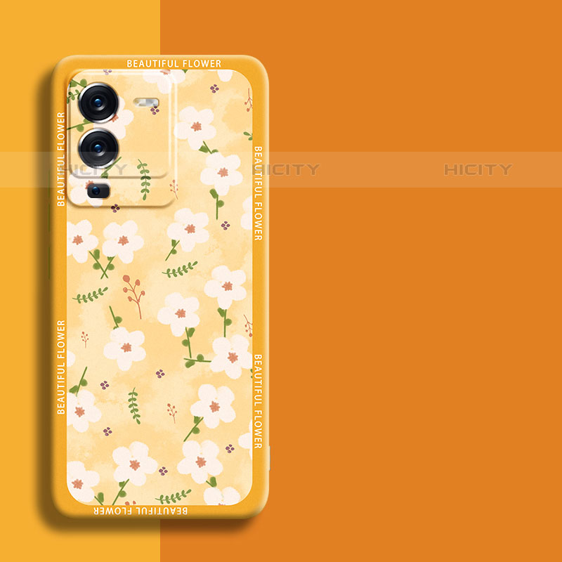 Coque Silicone Fleurs Souple Couleur Unie Etui Housse S01 pour Vivo V25 Pro 5G Plus