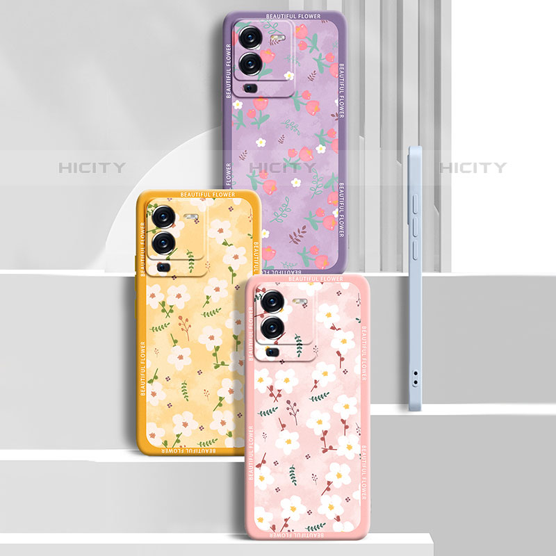 Coque Silicone Fleurs Souple Couleur Unie Etui Housse S01 pour Vivo V25 Pro 5G Plus