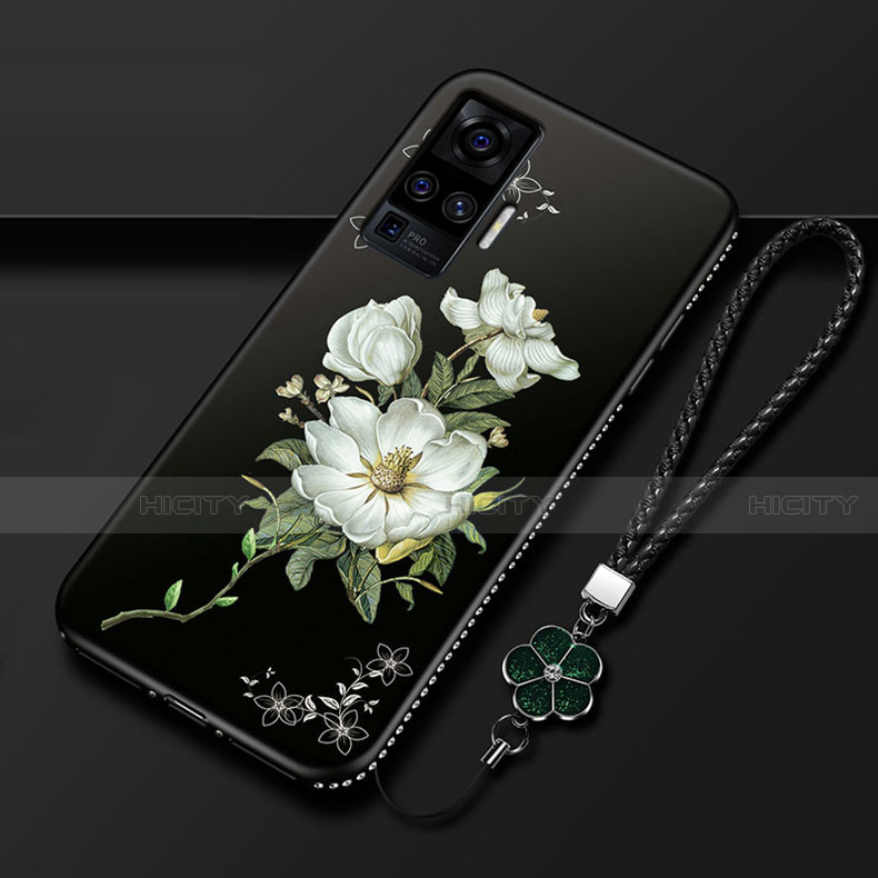 Coque Silicone Fleurs Souple Couleur Unie Etui Housse S01 pour Vivo X51 5G Blanc Plus