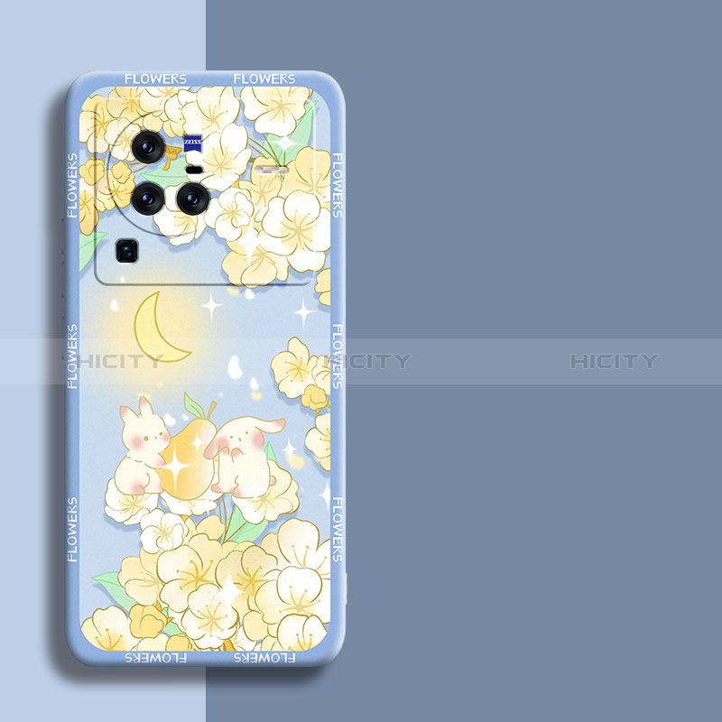 Coque Silicone Fleurs Souple Couleur Unie Etui Housse S01 pour Vivo X80 Pro 5G Jaune Plus