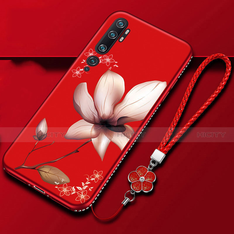 Coque Silicone Fleurs Souple Couleur Unie Etui Housse S01 pour Xiaomi Mi Note 10 Plus