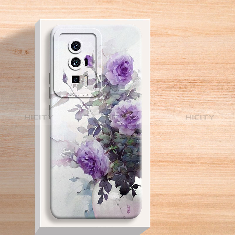 Coque Silicone Fleurs Souple Couleur Unie Etui Housse S01 pour Xiaomi Redmi K60 Pro 5G Violet Plus