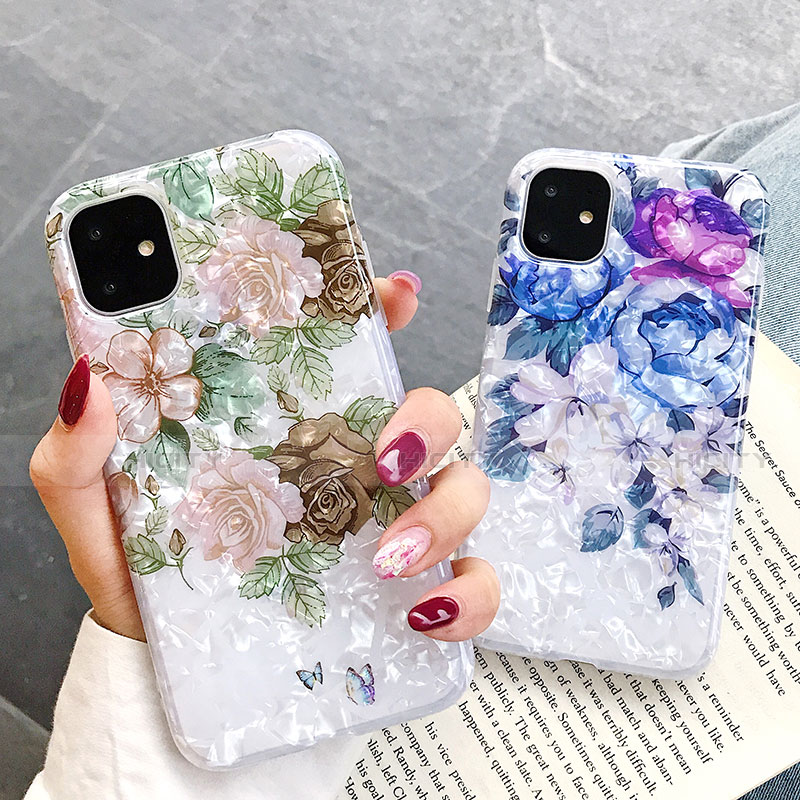 Coque Silicone Fleurs Souple Couleur Unie Etui Housse S02 pour Apple iPhone 11 Plus