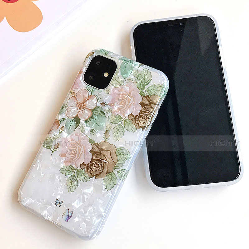 Coque Silicone Fleurs Souple Couleur Unie Etui Housse S02 pour Apple iPhone 11 Plus