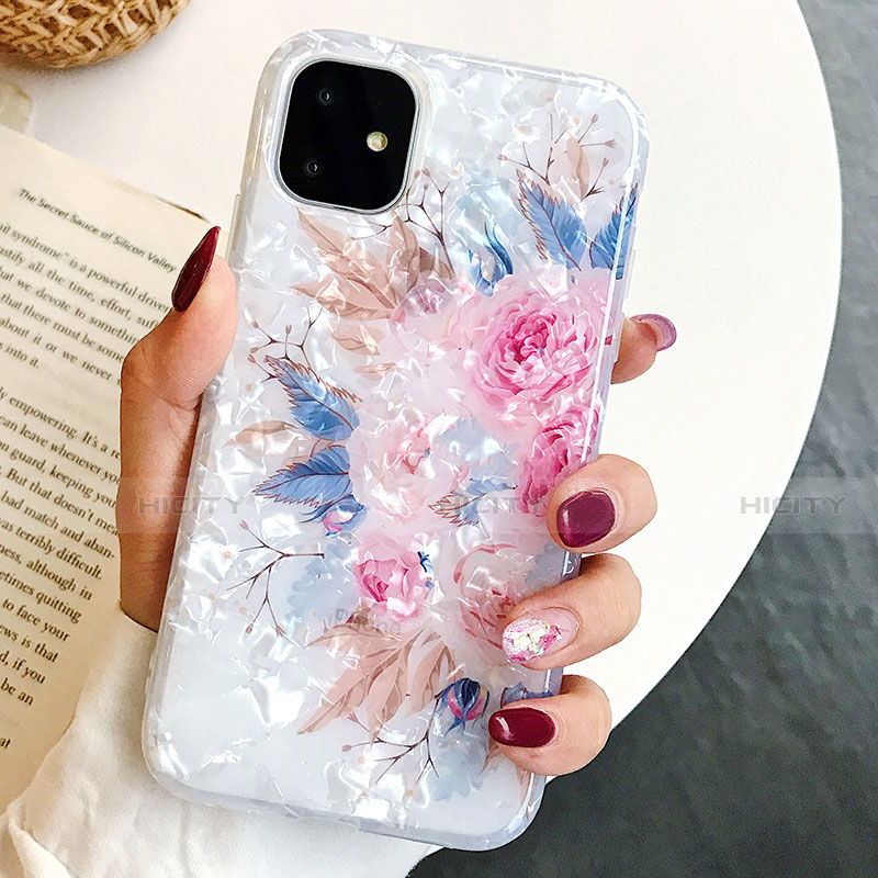 Coque Silicone Fleurs Souple Couleur Unie Etui Housse S02 pour Apple iPhone 11 Plus