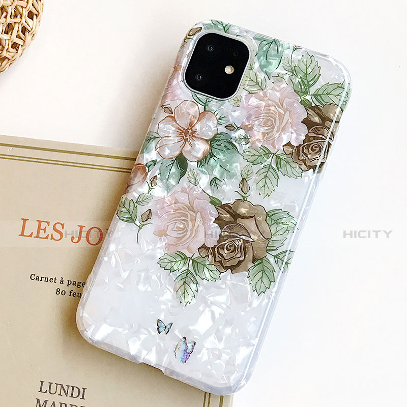 Coque Silicone Fleurs Souple Couleur Unie Etui Housse S02 pour Apple iPhone 11 Plus