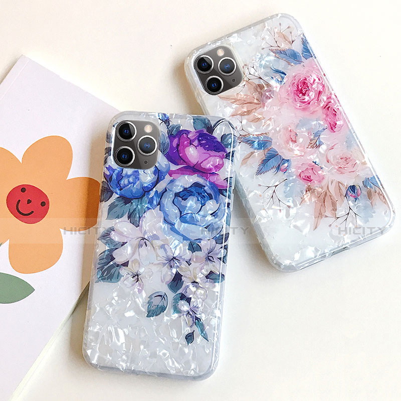 Coque Silicone Fleurs Souple Couleur Unie Etui Housse S02 pour Apple iPhone 11 Pro Max Plus