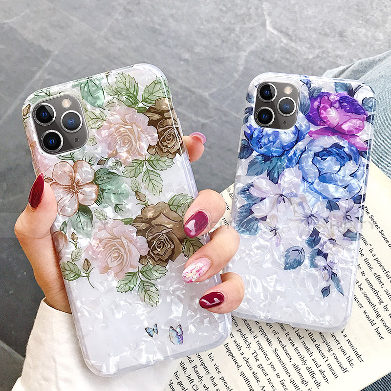 Coque Silicone Fleurs Souple Couleur Unie Etui Housse S02 pour Apple iPhone 11 Pro Max Plus