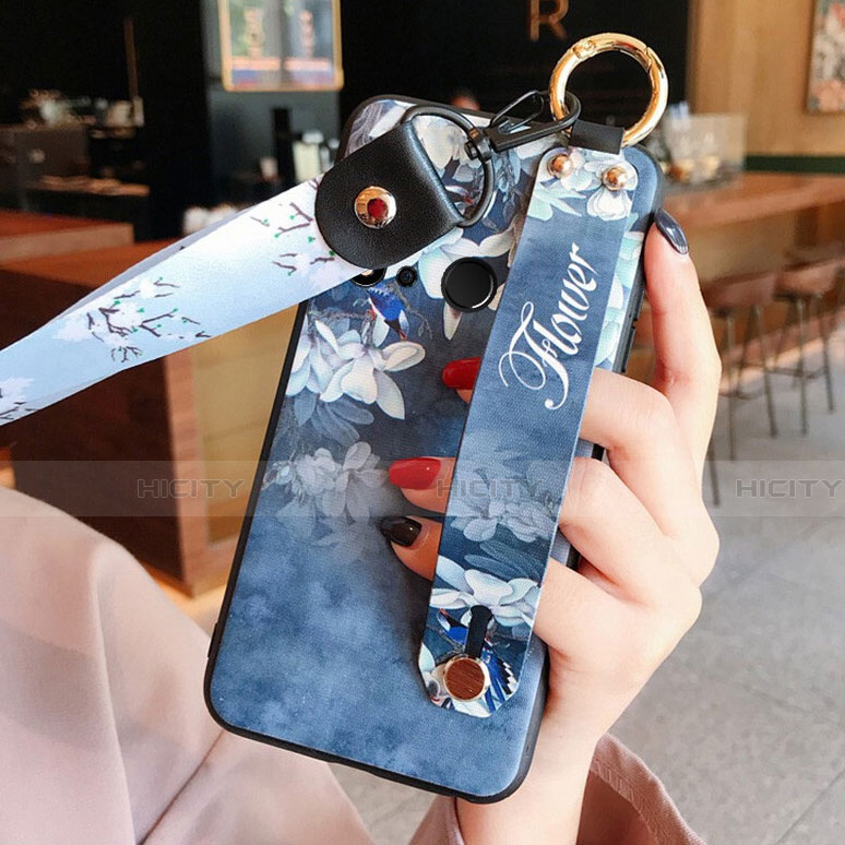 Coque Silicone Fleurs Souple Couleur Unie Etui Housse S02 pour Huawei P20 Lite (2019) Bleu Plus