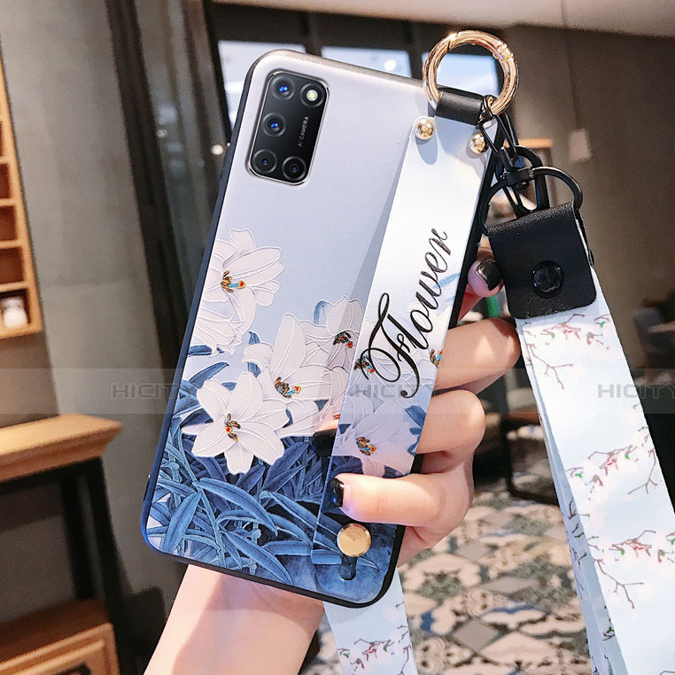 Coque Silicone Fleurs Souple Couleur Unie Etui Housse S02 pour Oppo A52 Plus