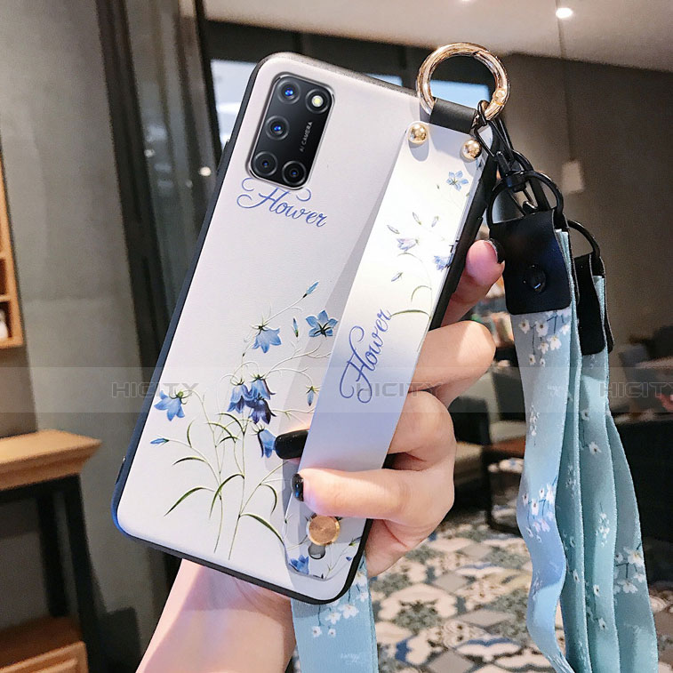 Coque Silicone Fleurs Souple Couleur Unie Etui Housse S02 pour Oppo A92 Blanc Plus