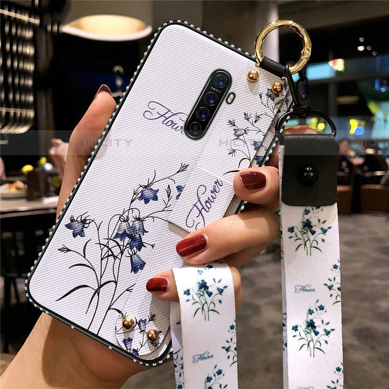 Coque Silicone Fleurs Souple Couleur Unie Etui Housse S02 pour Oppo Reno Ace Blanc Plus