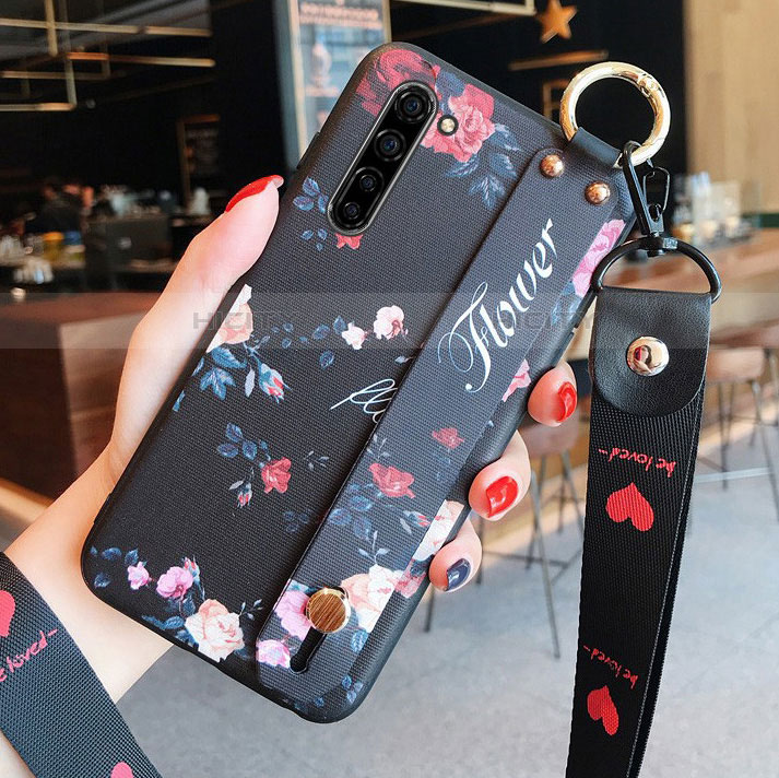 Coque Silicone Fleurs Souple Couleur Unie Etui Housse S02 pour Oppo Reno3 Noir Plus