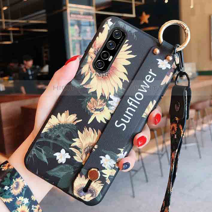 Coque Silicone Fleurs Souple Couleur Unie Etui Housse S02 pour Oppo Reno3 Pro Jaune Plus