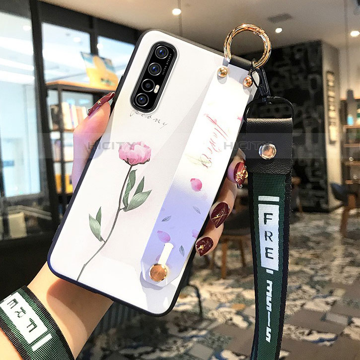 Coque Silicone Fleurs Souple Couleur Unie Etui Housse S02 pour Oppo Reno3 Pro Rose Plus