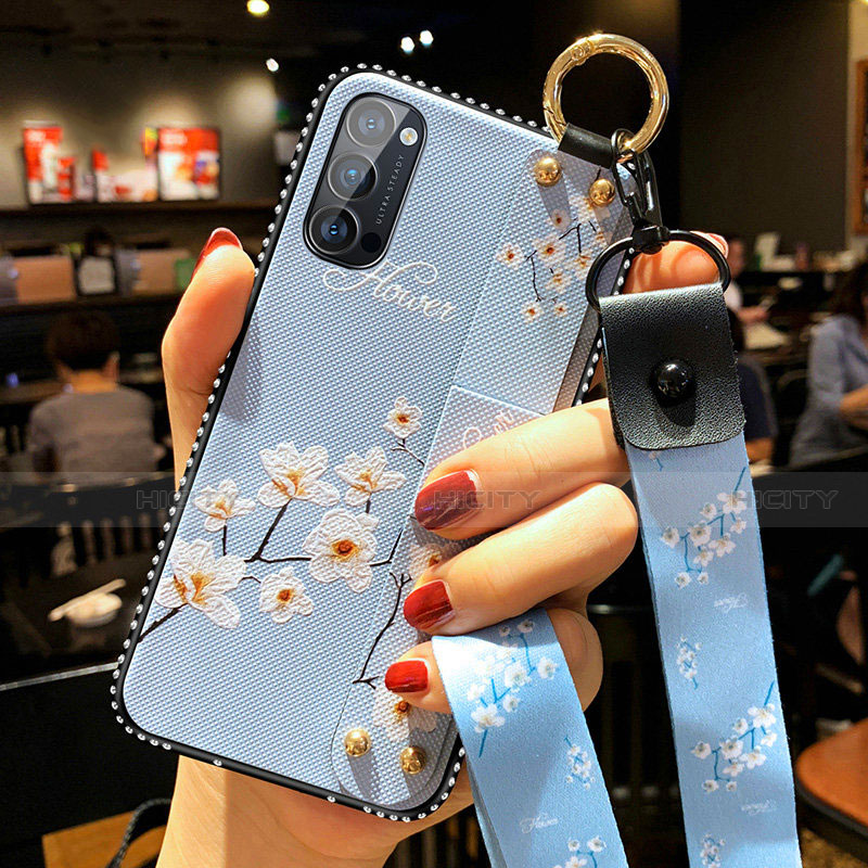 Coque Silicone Fleurs Souple Couleur Unie Etui Housse S02 pour Oppo Reno4 5G Plus