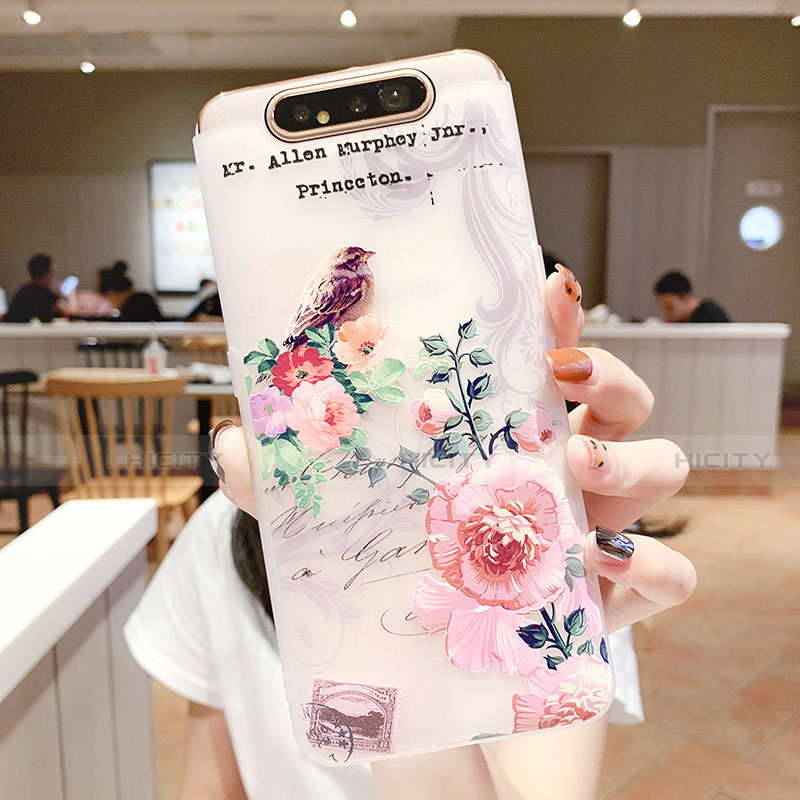 Coque Silicone Fleurs Souple Couleur Unie Etui Housse S02 pour Samsung Galaxy A80 Plus