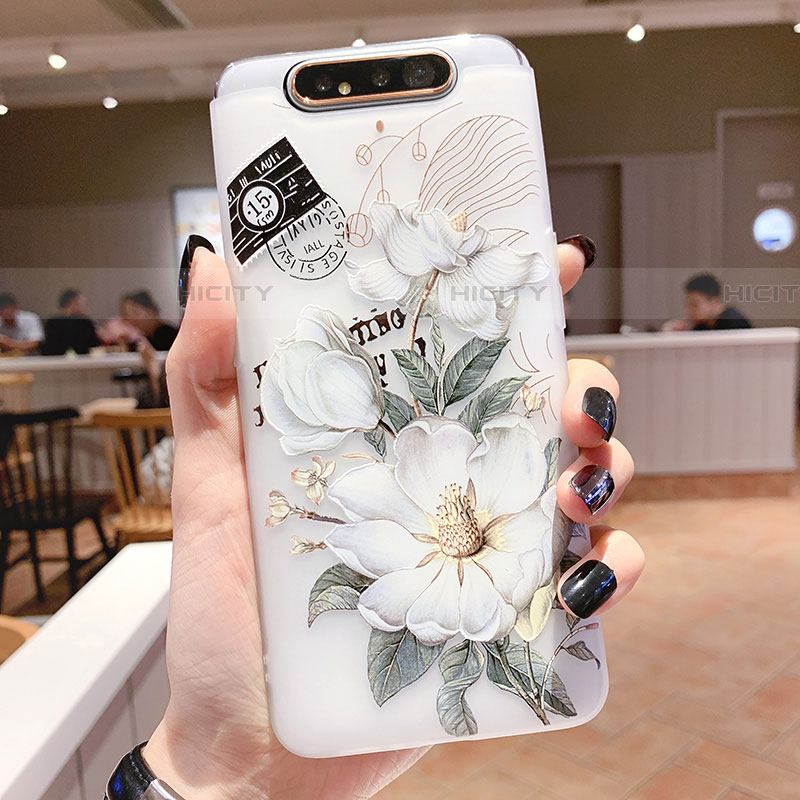 Coque Silicone Fleurs Souple Couleur Unie Etui Housse S02 pour Samsung Galaxy A90 4G Plus