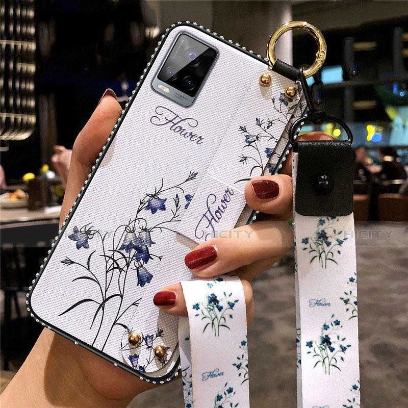 Coque Silicone Fleurs Souple Couleur Unie Etui Housse S02 pour Vivo V20 Pro 5G Blanc Plus