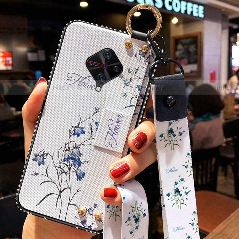 Coque Silicone Fleurs Souple Couleur Unie Etui Housse S02 pour Vivo X50 Lite Blanc Plus