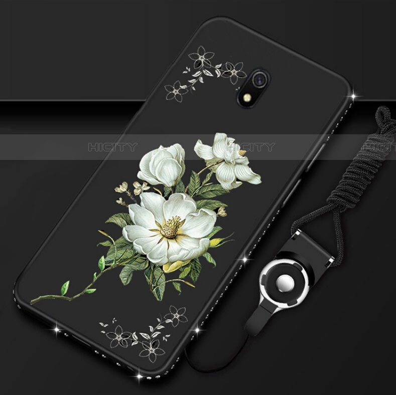 Coque Silicone Fleurs Souple Couleur Unie Etui Housse S02 pour Xiaomi Redmi 8A Noir Plus