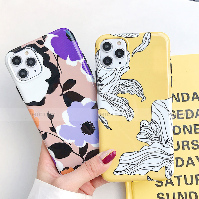 Coque Silicone Fleurs Souple Couleur Unie Etui Housse S03 pour Apple iPhone 11 Pro Plus