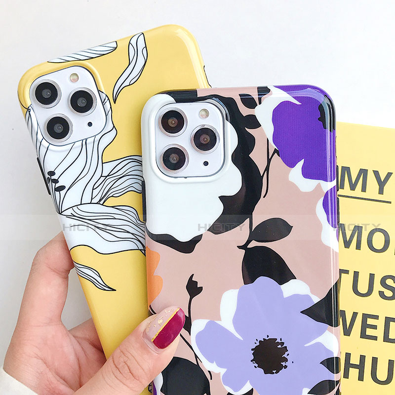 Coque Silicone Fleurs Souple Couleur Unie Etui Housse S03 pour Apple iPhone 11 Pro Plus