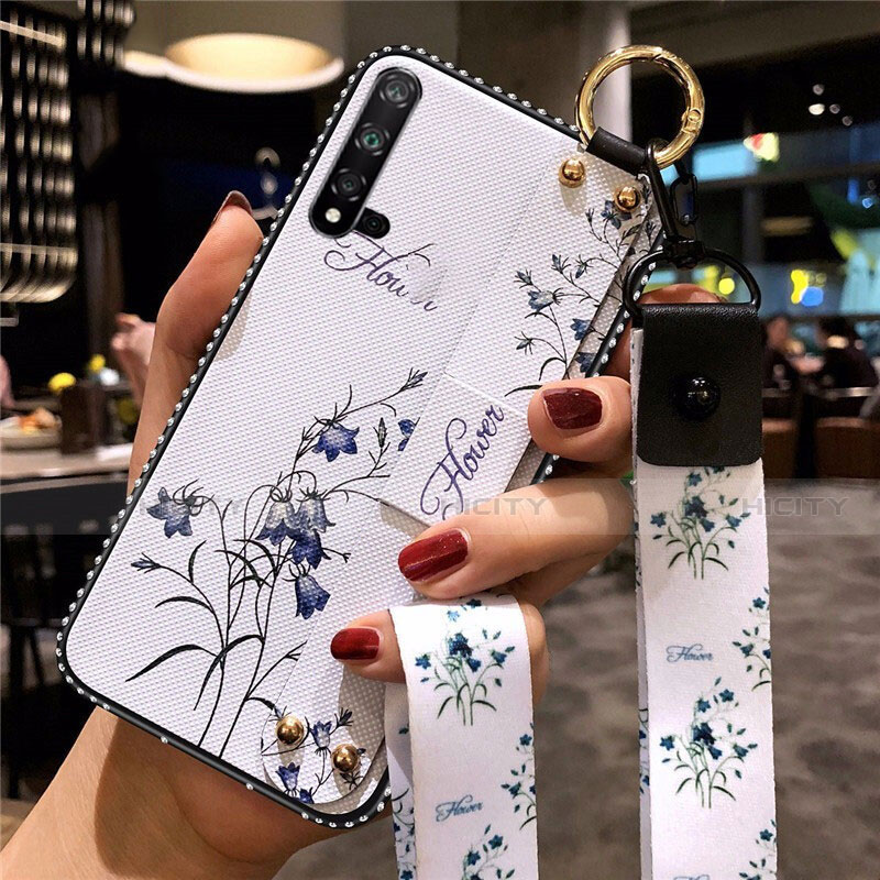 Coque Silicone Fleurs Souple Couleur Unie Etui Housse S03 pour Huawei Nova 5 Blanc Plus