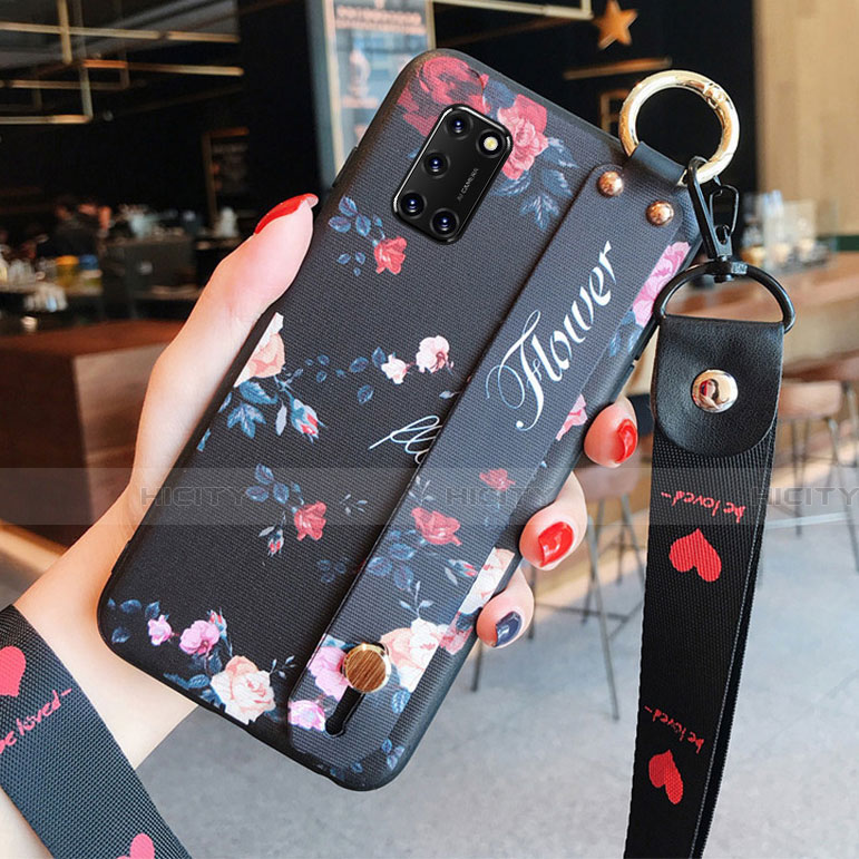 Coque Silicone Fleurs Souple Couleur Unie Etui Housse S03 pour Oppo A52 Noir Plus