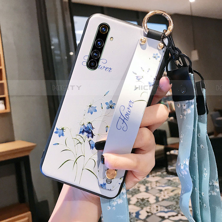 Coque Silicone Fleurs Souple Couleur Unie Etui Housse S03 pour Realme X50 Pro 5G Blanc Plus