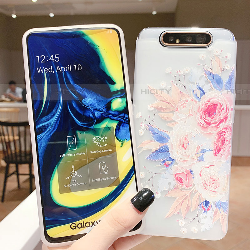 Coque Silicone Fleurs Souple Couleur Unie Etui Housse S03 pour Samsung Galaxy A90 4G Plus