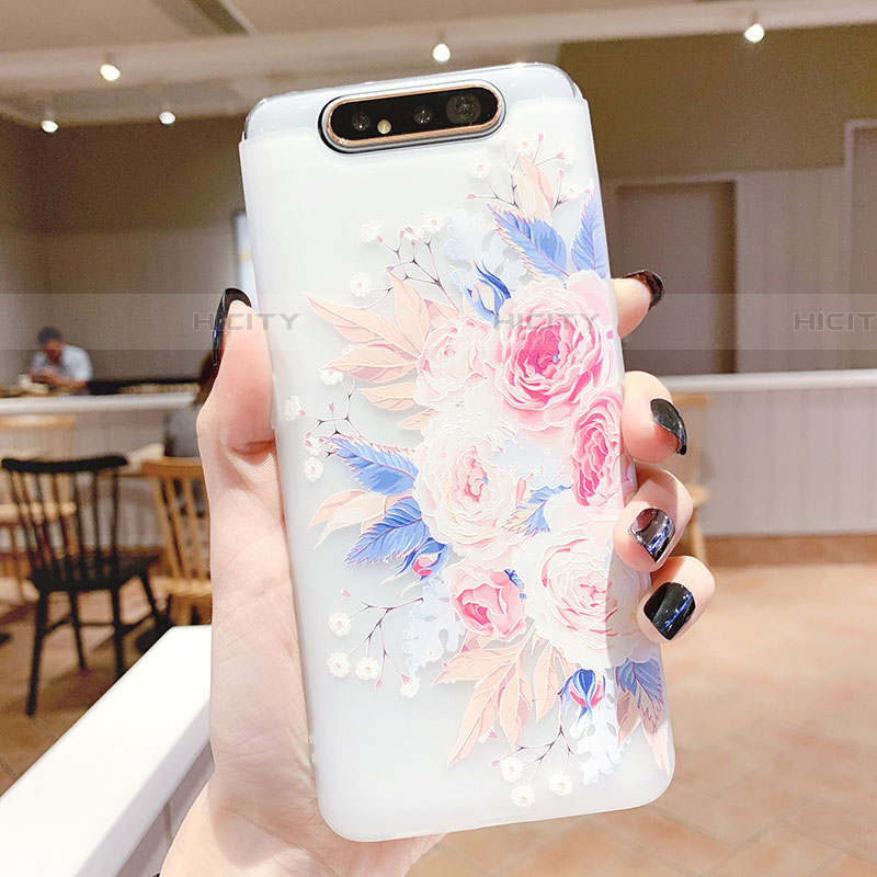 Coque Silicone Fleurs Souple Couleur Unie Etui Housse S03 pour Samsung Galaxy A90 4G Plus