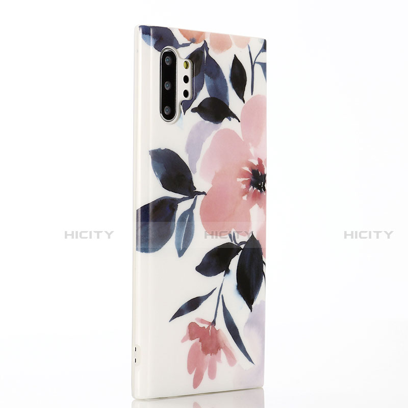 Coque Silicone Fleurs Souple Couleur Unie Etui Housse S03 pour Samsung Galaxy Note 10 Plus Rose Plus