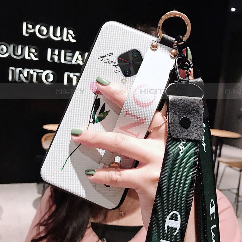 Coque Silicone Fleurs Souple Couleur Unie Etui Housse S03 pour Vivo S1 Pro Blanc Plus