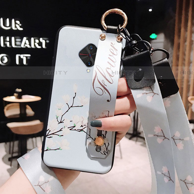 Coque Silicone Fleurs Souple Couleur Unie Etui Housse S03 pour Vivo S1 Pro Plus