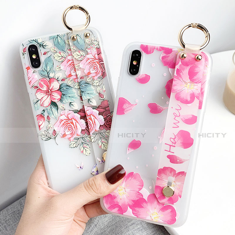 Coque Silicone Fleurs Souple Couleur Unie Etui Housse S04 pour Apple iPhone Xs Max Plus