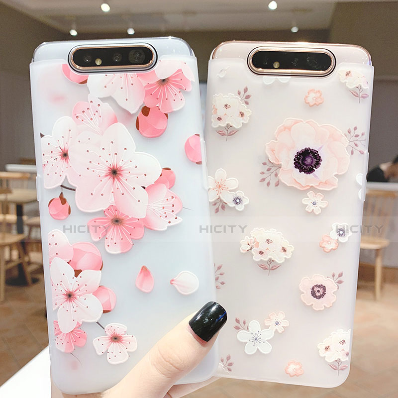 Coque Silicone Fleurs Souple Couleur Unie Etui Housse S04 pour Samsung Galaxy A80 Plus