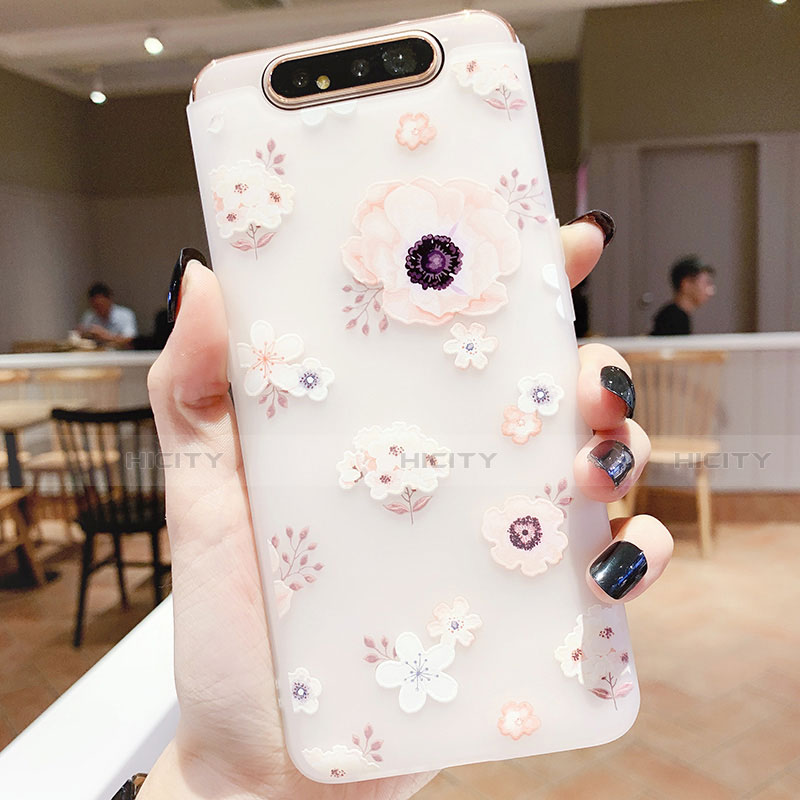 Coque Silicone Fleurs Souple Couleur Unie Etui Housse S04 pour Samsung Galaxy A80 Plus