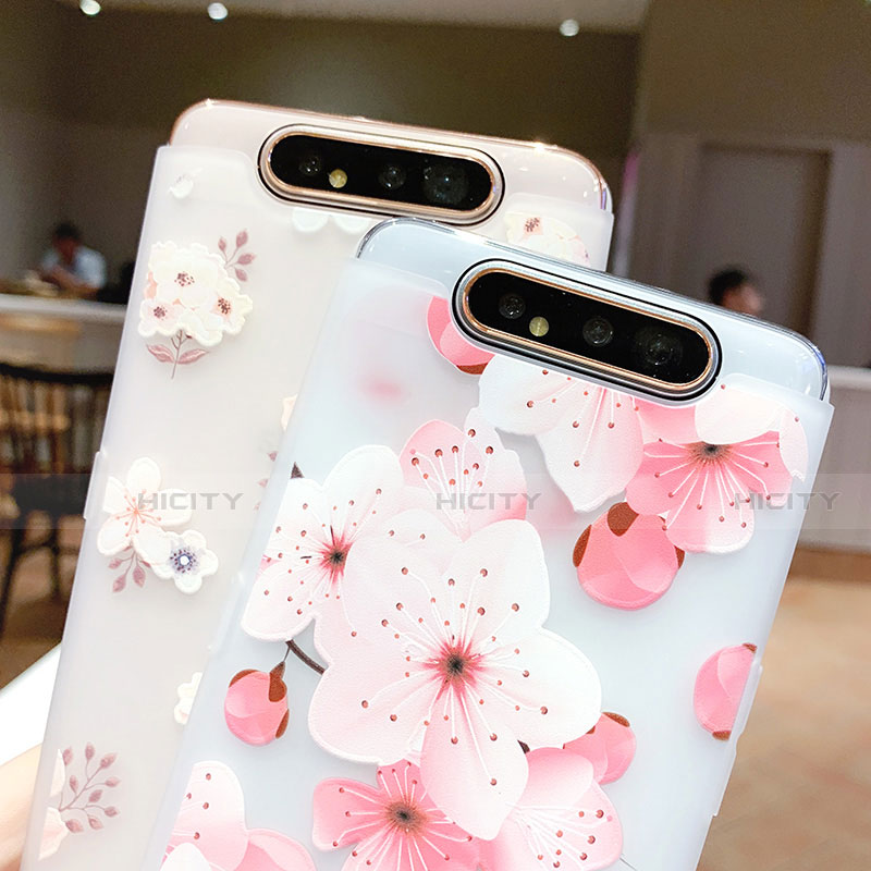 Coque Silicone Fleurs Souple Couleur Unie Etui Housse S04 pour Samsung Galaxy A80 Plus